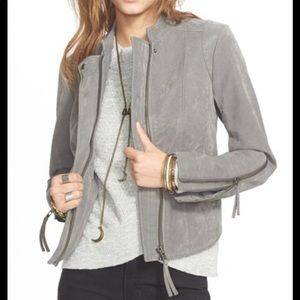 Free people vegan suede grey moto jacket